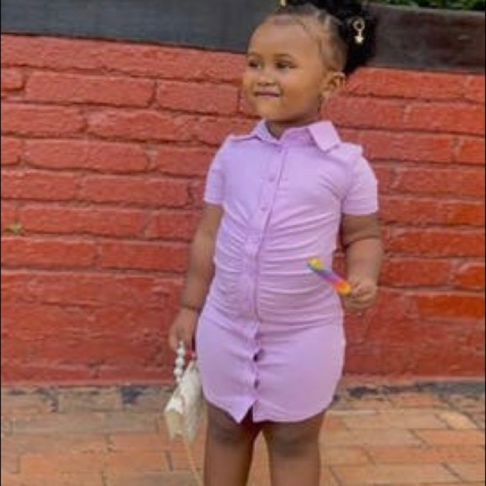 Lavender fashion button up shirt dress